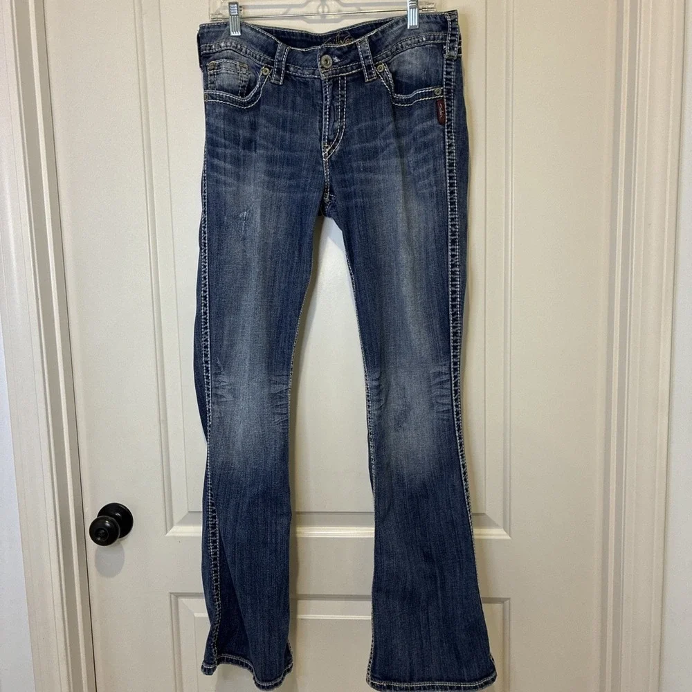 Silver Jeans Co Suki Surplus Bootcut Jeans Blue Thick Stitch W32 L34 L906SDA257